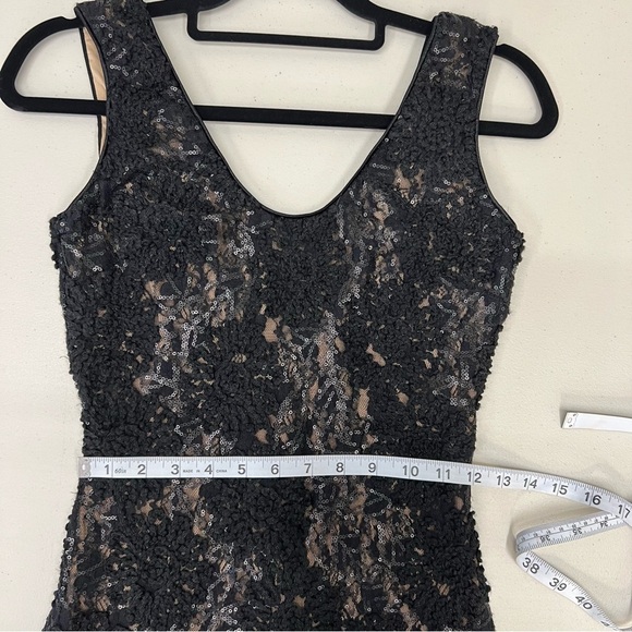 Dress the Population Carole Black Sequin and Lace Cocktail Sheath Dress Size M - Picture 9 of 13